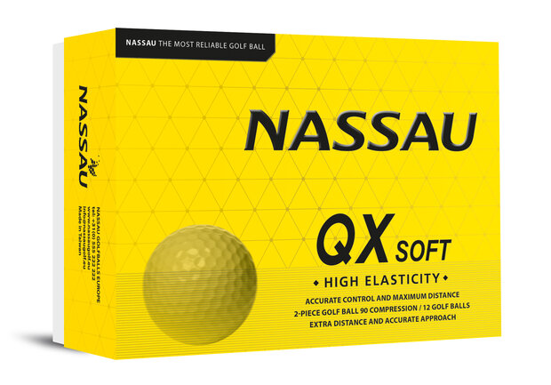Nassau QX Soft Golfb&auml;lle mit Logo bedruckt &ndash; Gelb