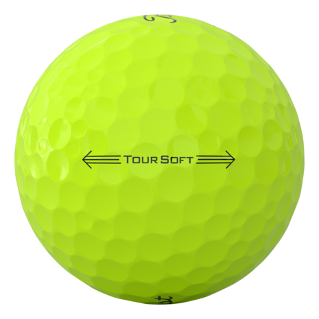 Gele Titleist Tour Soft golfballen met logo