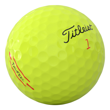 Gele Titleist trufeel golfballen met logo bedrukken