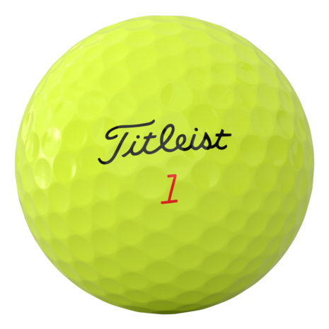 Gele Titleist trufeel golfballen met logo bedrukken
