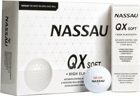 Nassau QX Soft Golfbälle mit Logo bedruckt – Weiß Nassau QX Soft Golfbälle mit Logo bedruckt – Weiß