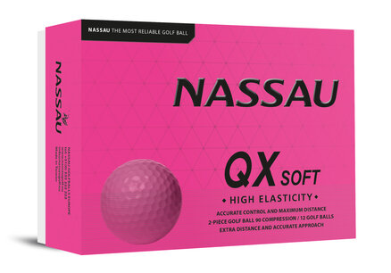 Nassau QX Soft Golfbälle mit Logo bedruckt – Pink Nassau QX Soft Golfbälle mit Logo bedruckt – Pink